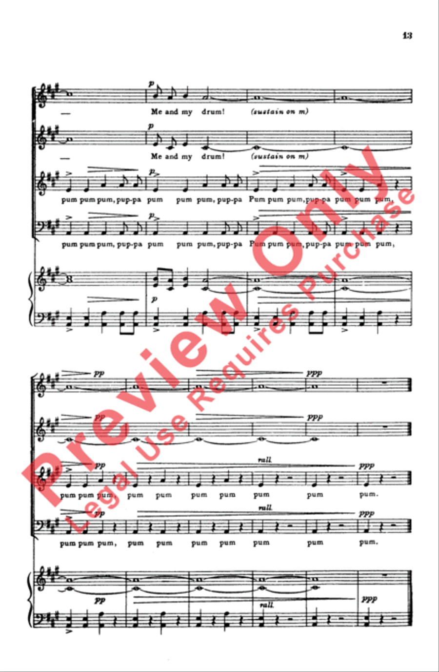 The Little Drummer Boy 4-Part scores gallery preview page 13