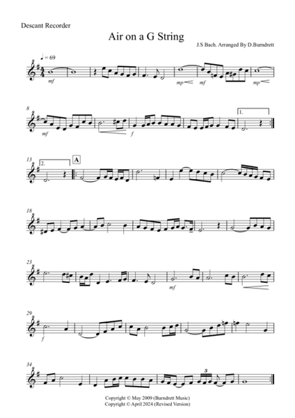 Air On A G String for Descant Recorder And Piano image number null