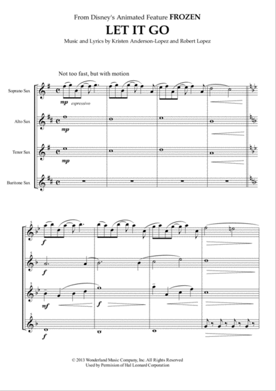 Let It Go (from Frozen) Woodwind Quartet scores gallery preview page 2
