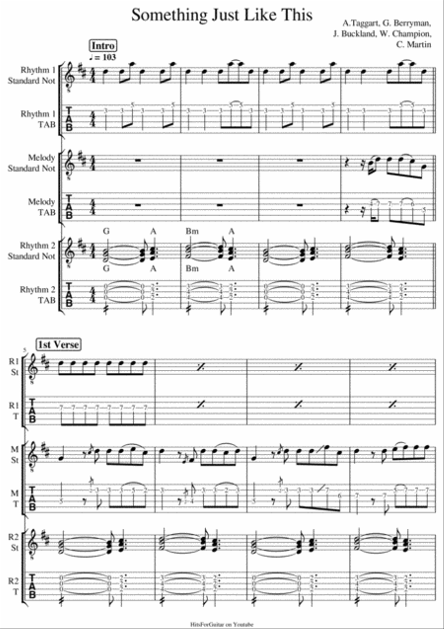 Something Just Like This Electric Guitar scores gallery preview page 1