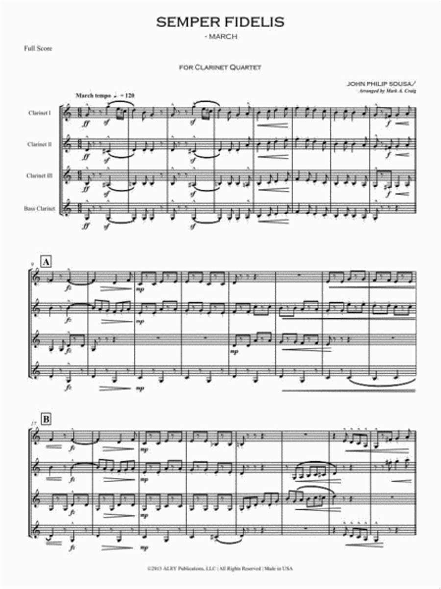 Semper Fidelis for Clarinet Quartet Clarinet Quartet scores gallery preview page 2