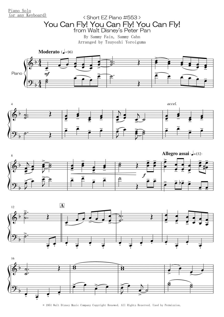 You Can Fly! You Can Fly! You Can Fly! Easy Piano scores gallery preview page 1