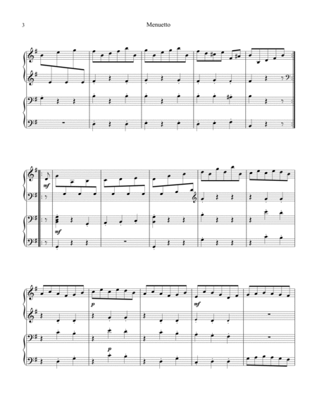 Menuetto from string quartet No. 8 for easy piano duet/ 1 piano, 4 hands image number null