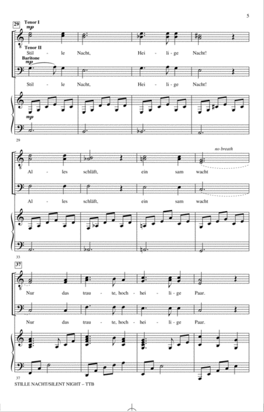Stille Nacht/Silent Night (With American Sign Language) TTBB scores gallery preview page 3