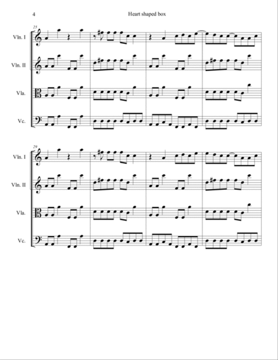 Heart Shaped Box Heart Shaped Box String Quartet scores gallery preview page 4