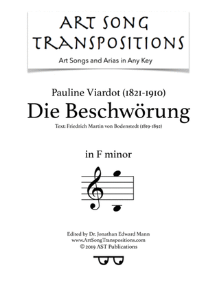 VIARDOT: Die Beschwörung (transposed to F minor)