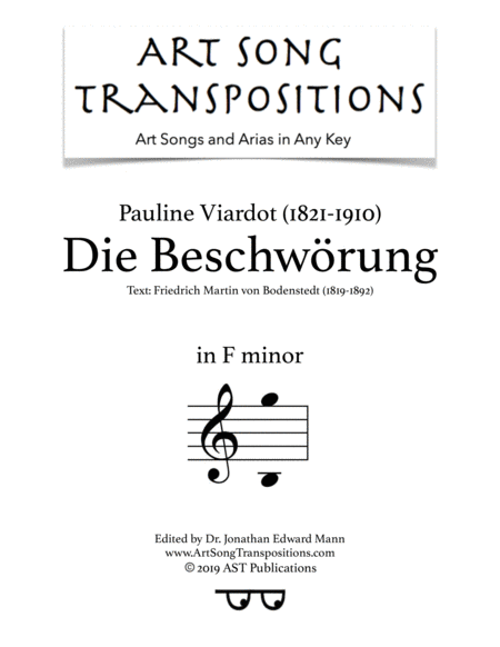 VIARDOT: Die Beschwörung (transposed to F minor)