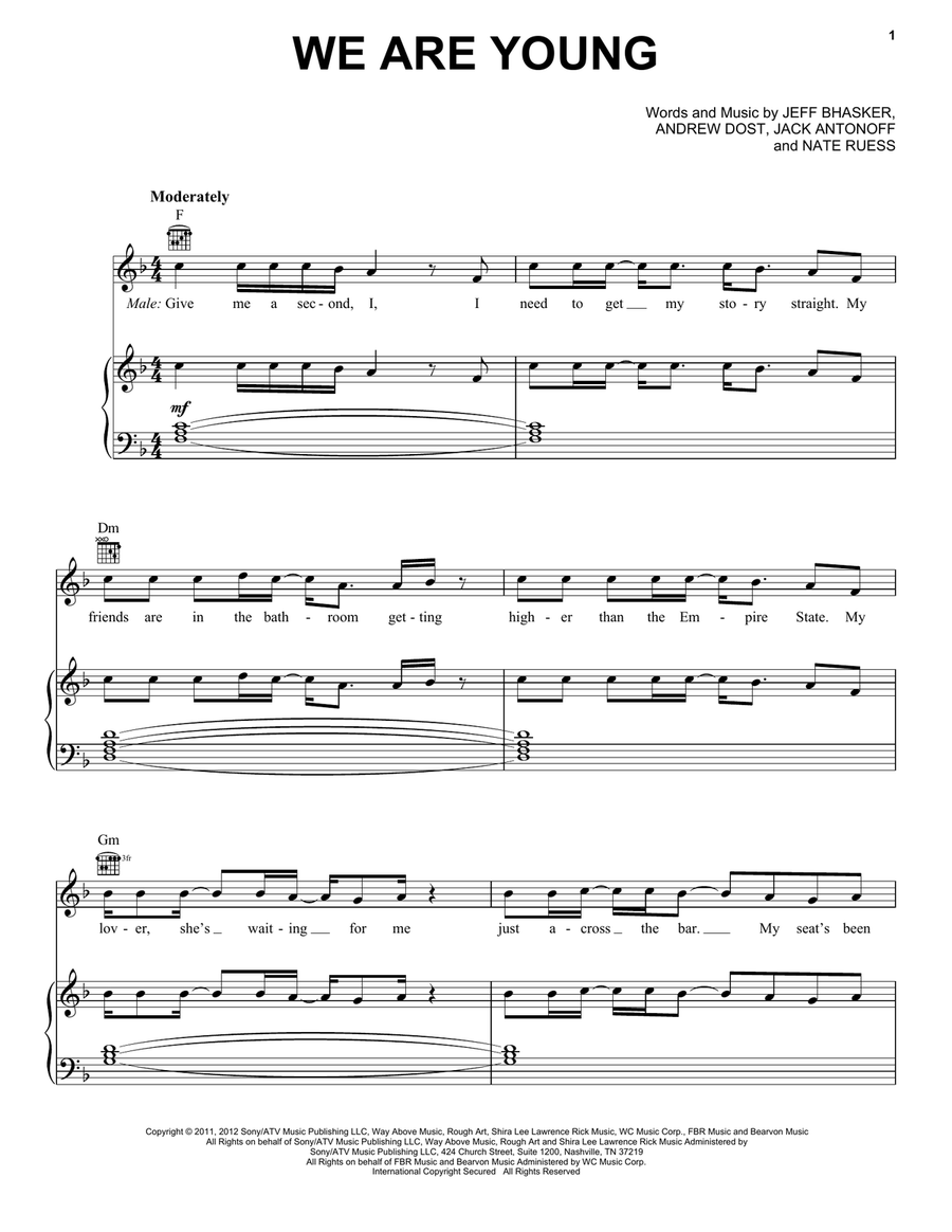 We Are Young Acoustic Guitar scores gallery preview page 1