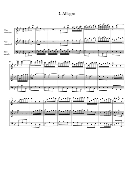 Trio sonata HWV 389, Op.2, no.4 (Arrangement for 3 recorders (AAB))