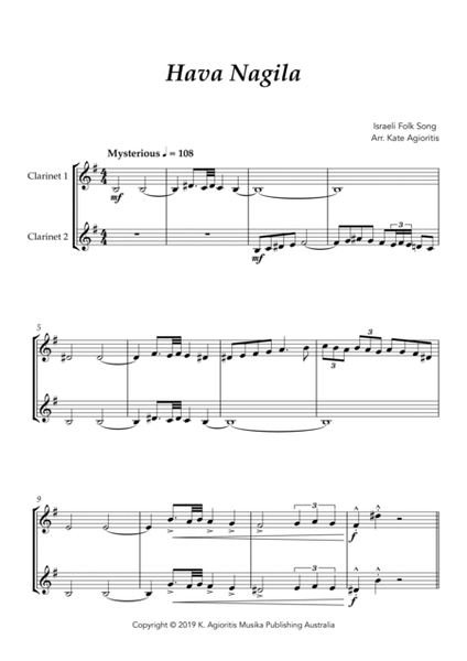 Hava Nagila - Clarinet Duet image number null