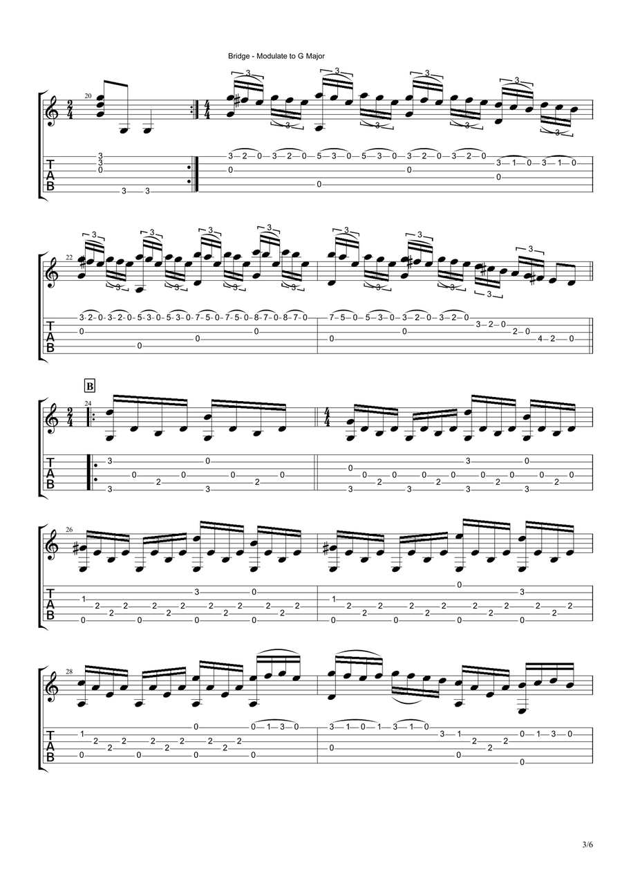 Paganini - Sonata In C-dur ( with tabs) Acoustic Guitar scores gallery preview page 3