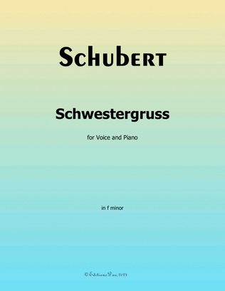 Book cover for Schwestergruss, by Schubert, in f minor