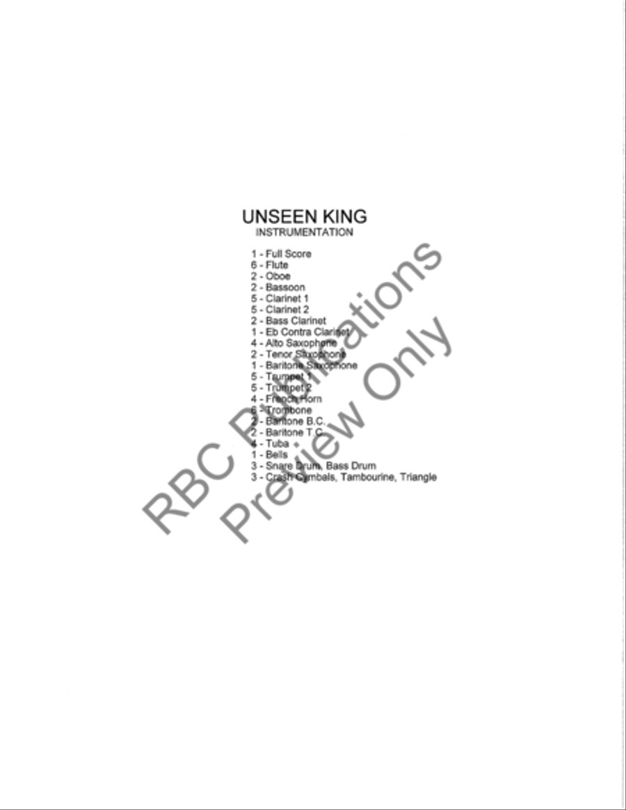 Unseen King Concert Band scores gallery preview page 3
