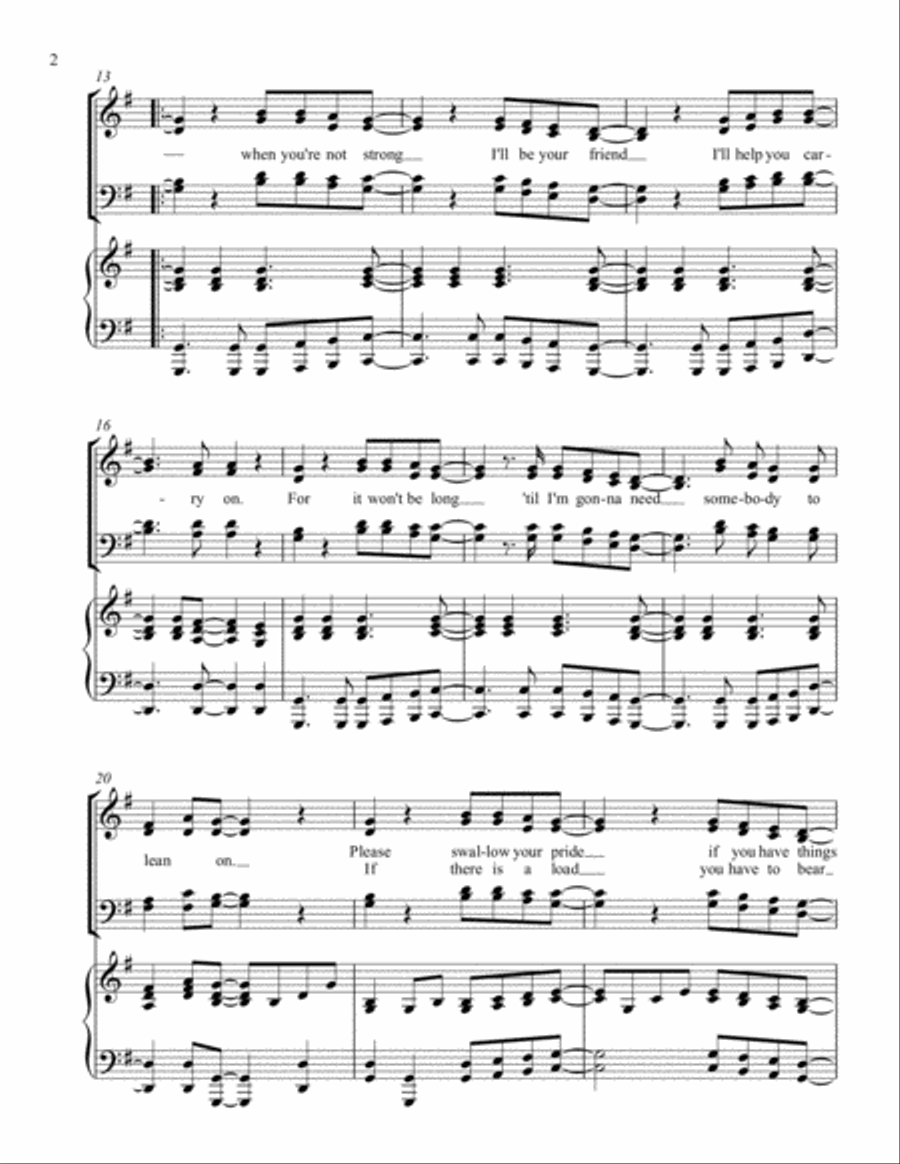 Lean On Me Lean On Me 4-Part scores gallery preview page 2