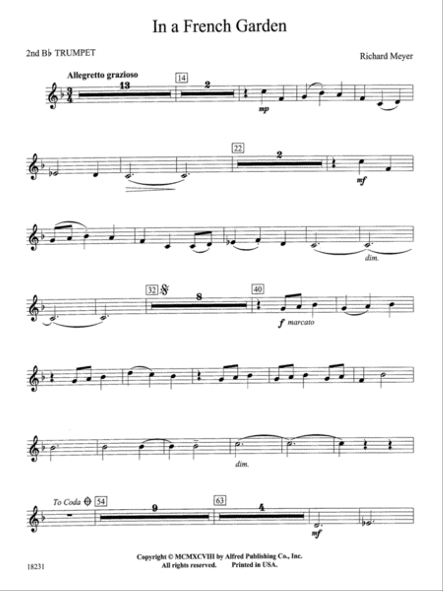 In a French Garden: 2nd B-flat Trumpet Concert Band scores gallery preview page 1