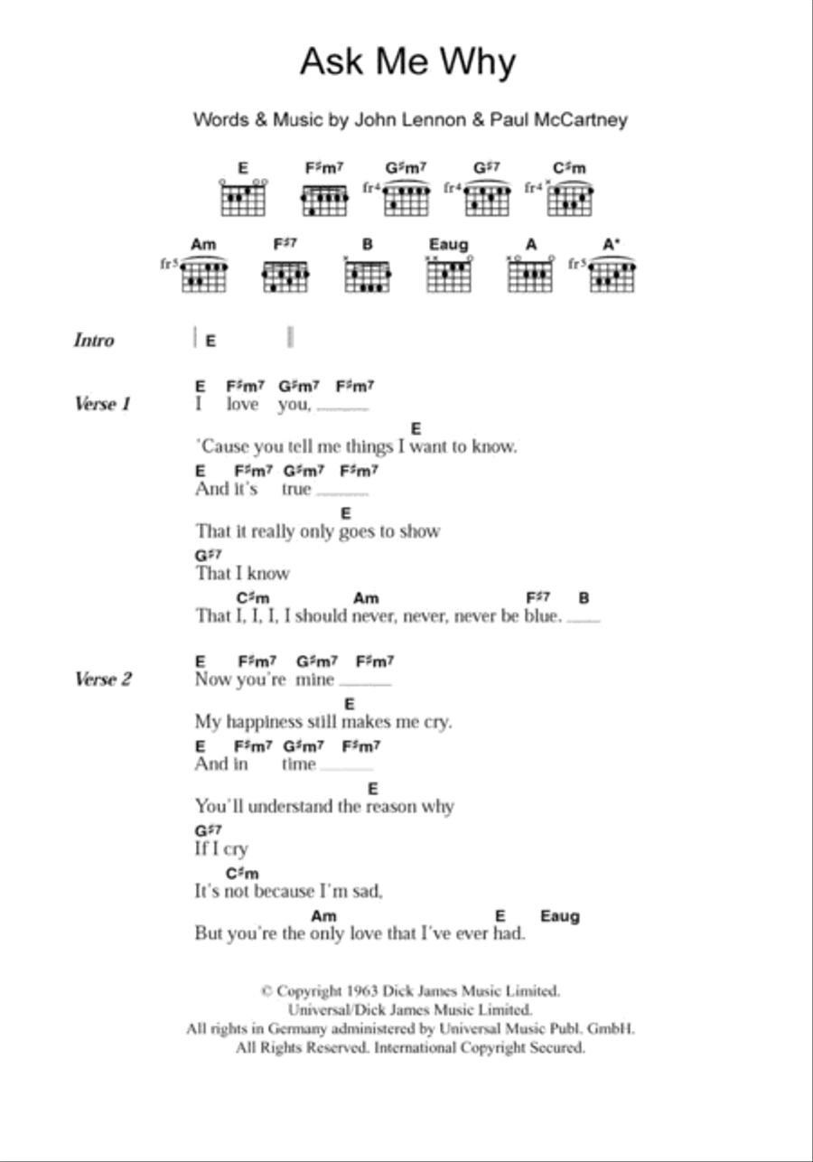 Ask Me Why Ask Me Why Acoustic Guitar scores gallery preview page 1