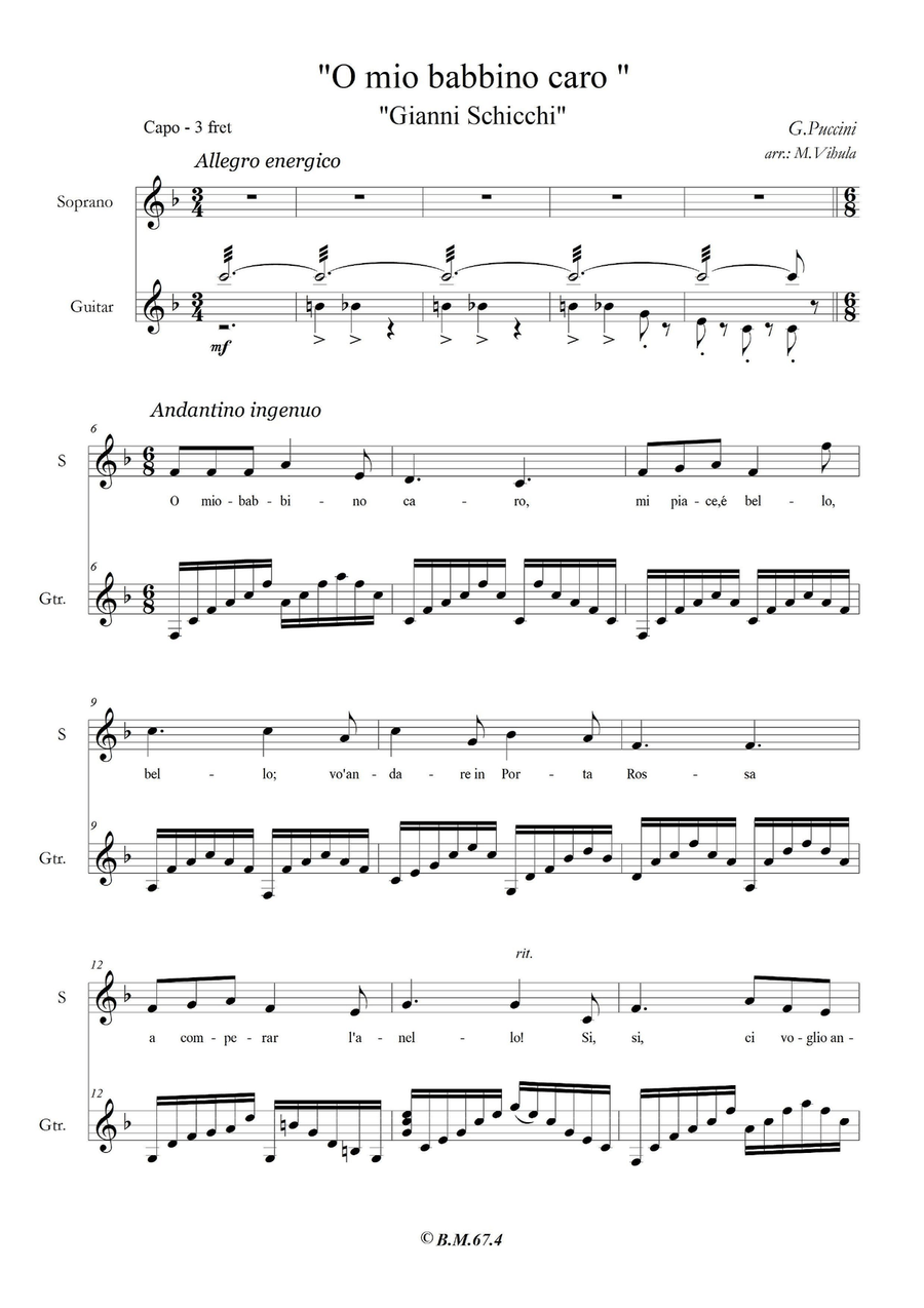 Famous opera arias with classical guitar Small Ensemble scores gallery preview page 5