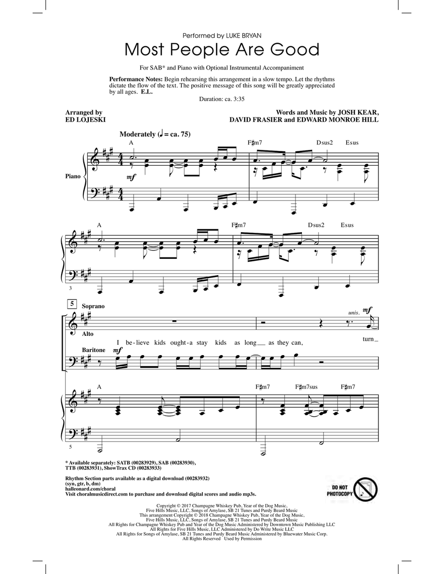 Most People Are Good (arr. Ed Lojeski) 3-Part scores gallery preview page 1