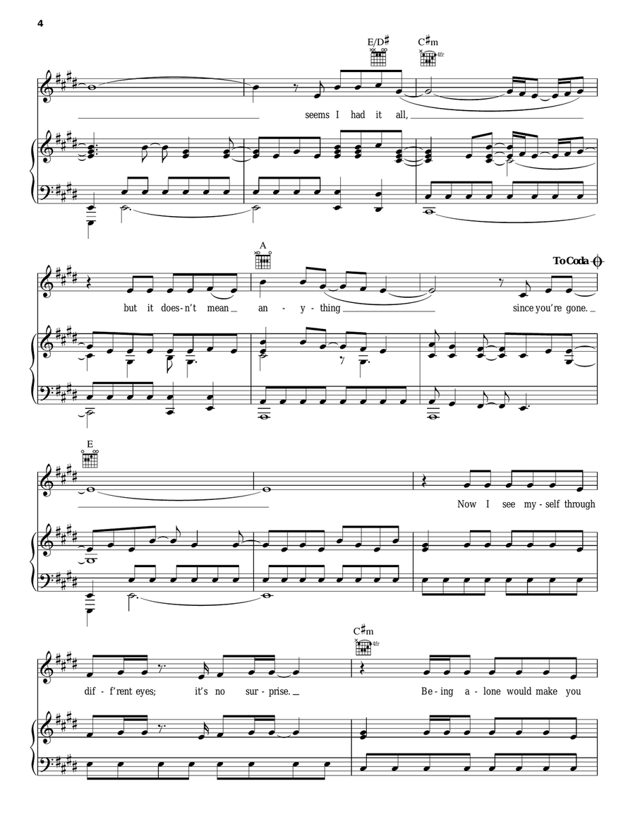Doesn't Mean Anything Piano, Vocal, Guitar scores gallery preview page 4