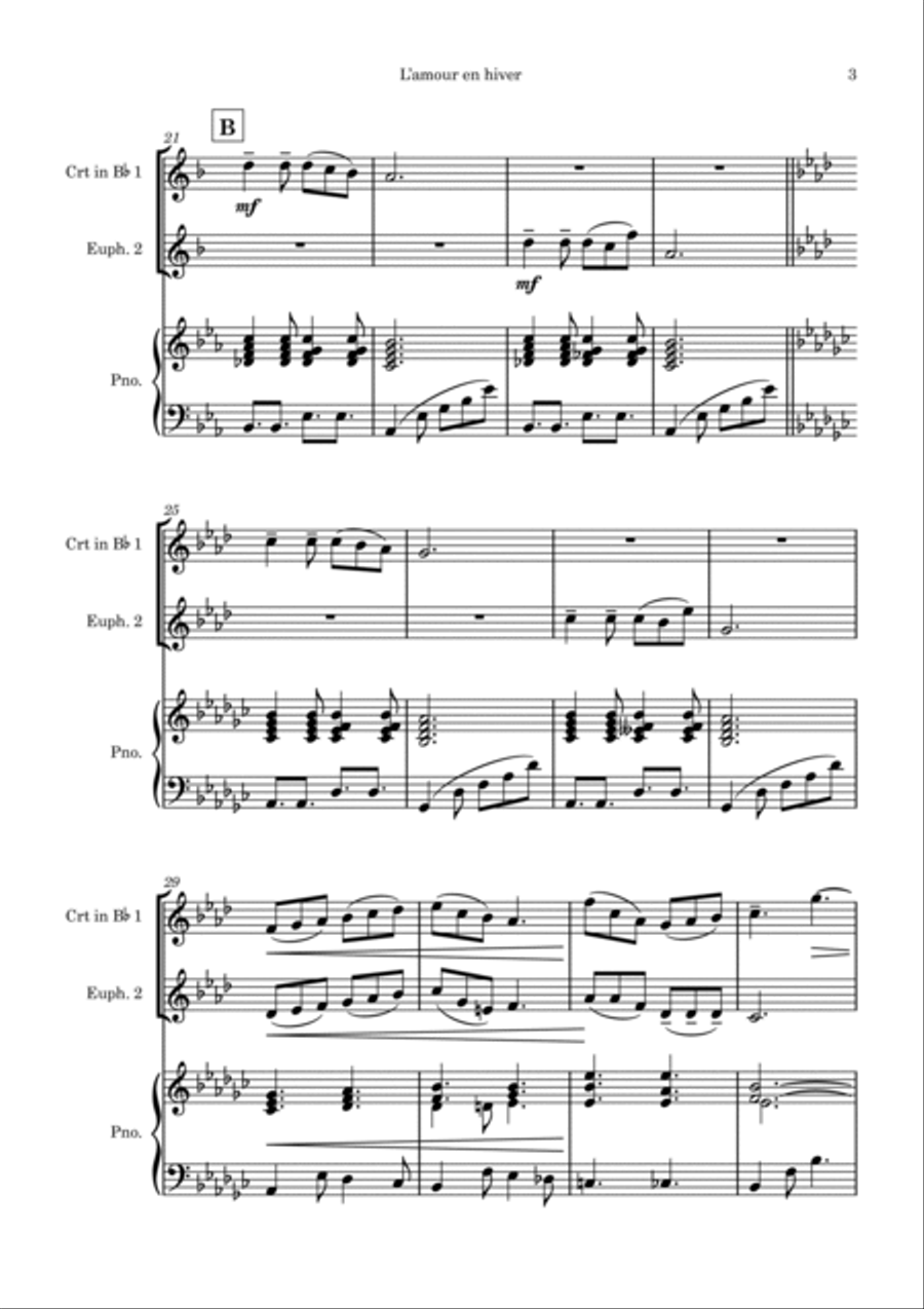 L'amour en hiver - une mélodie de Noël Brass Duet scores gallery preview page 4
