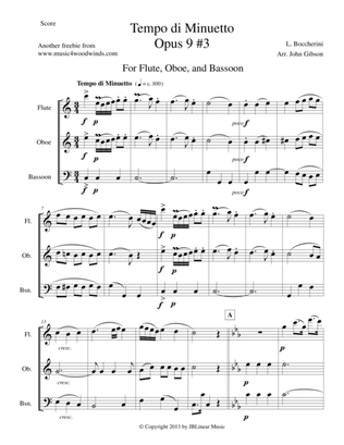 Book cover for Minuet for Flute, Oboe and Bassoon Trio