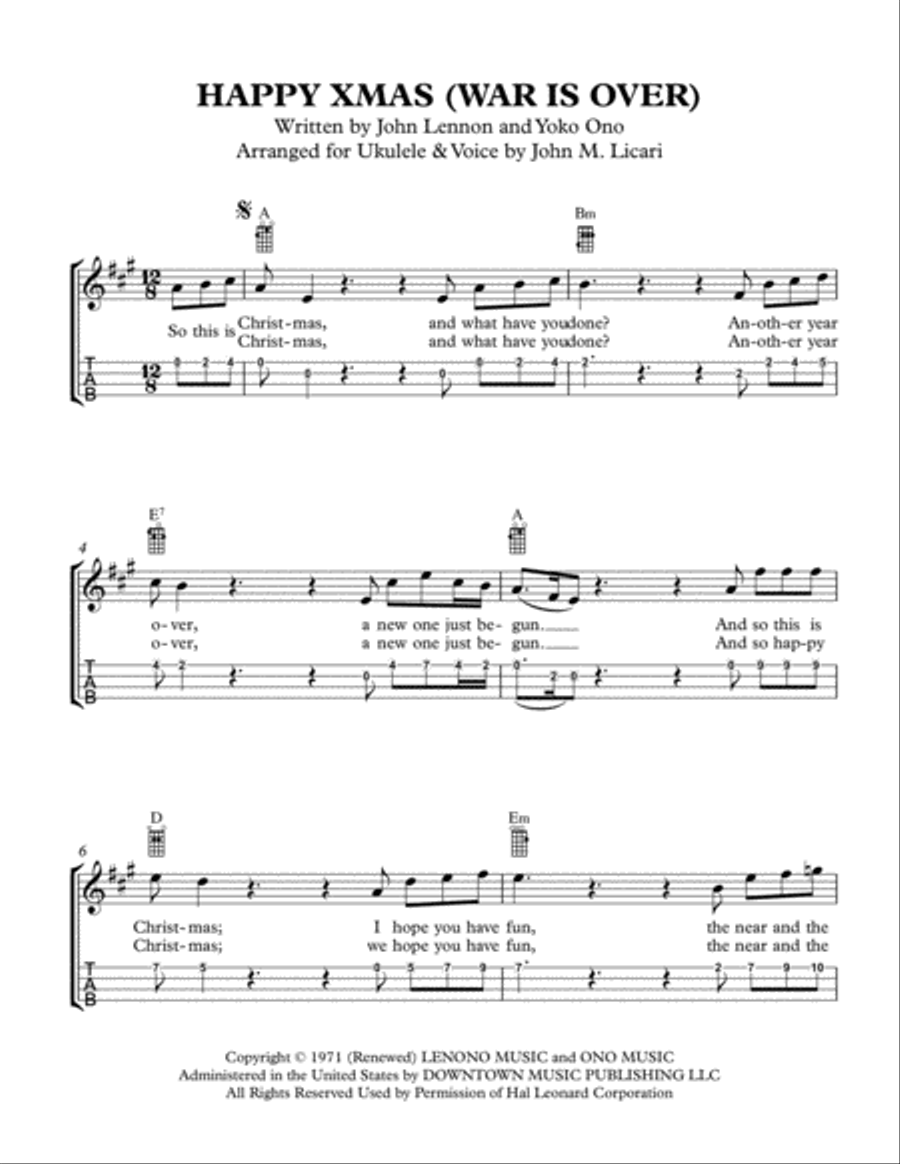 Happy Xmas (War Is Over) Voice scores gallery preview page 3