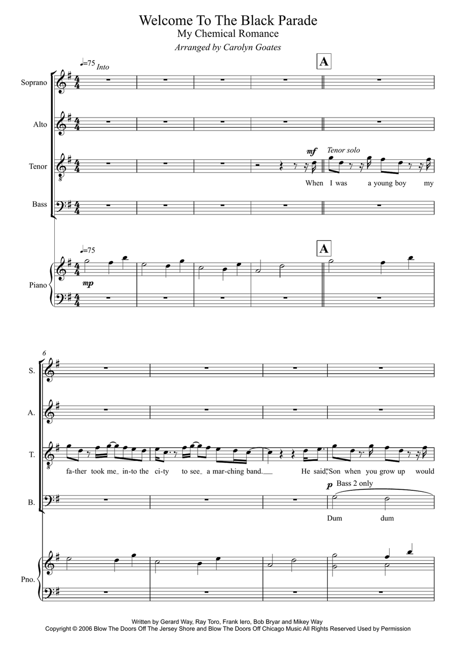Welcome To The Black Parade Divisi scores gallery preview page 1