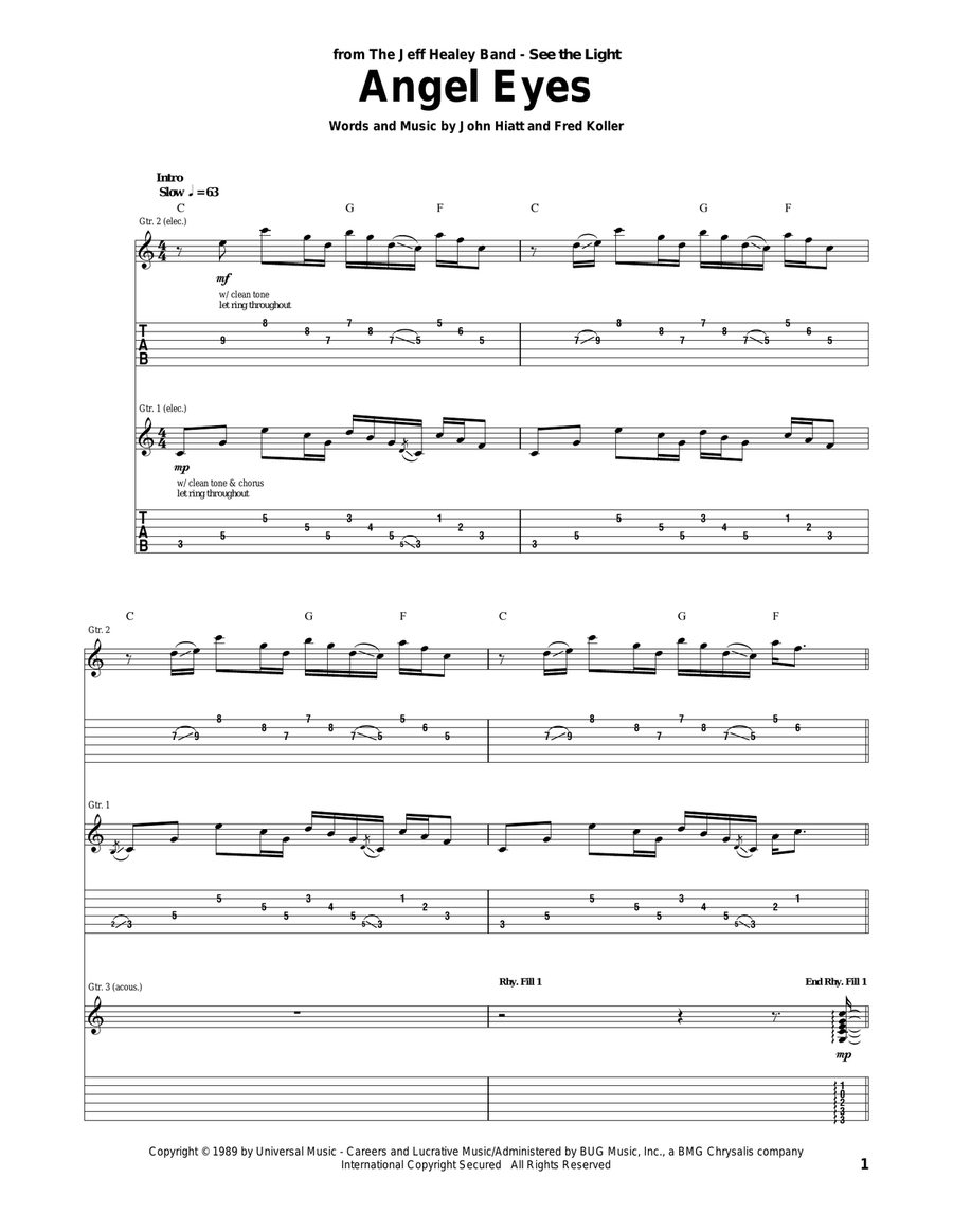 Angel Eyes Angel Eyes Acoustic Guitar scores gallery preview page 1