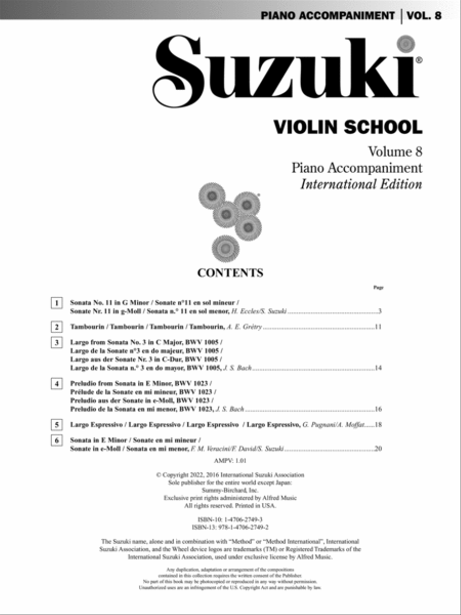 Suzuki Violin School, Volume 8