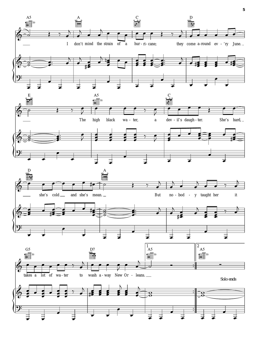 Hurricane Hurricane Piano, Vocal, Guitar scores gallery preview page 5