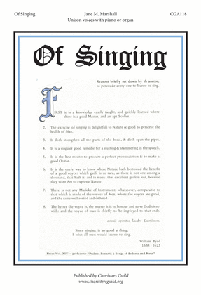 Book cover for Of Singing