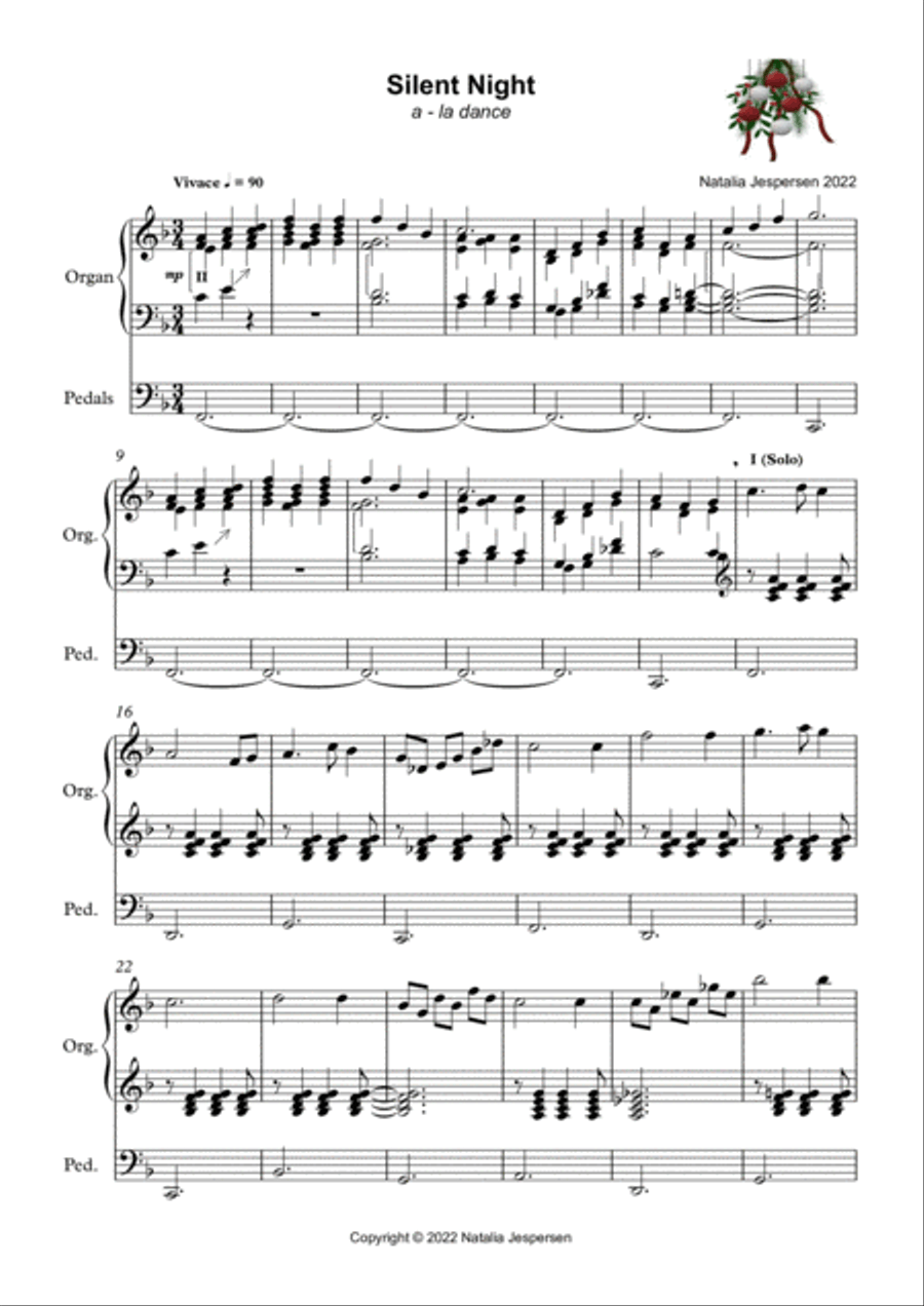Silent Night a - la Dance Organ Solo scores gallery preview page 2