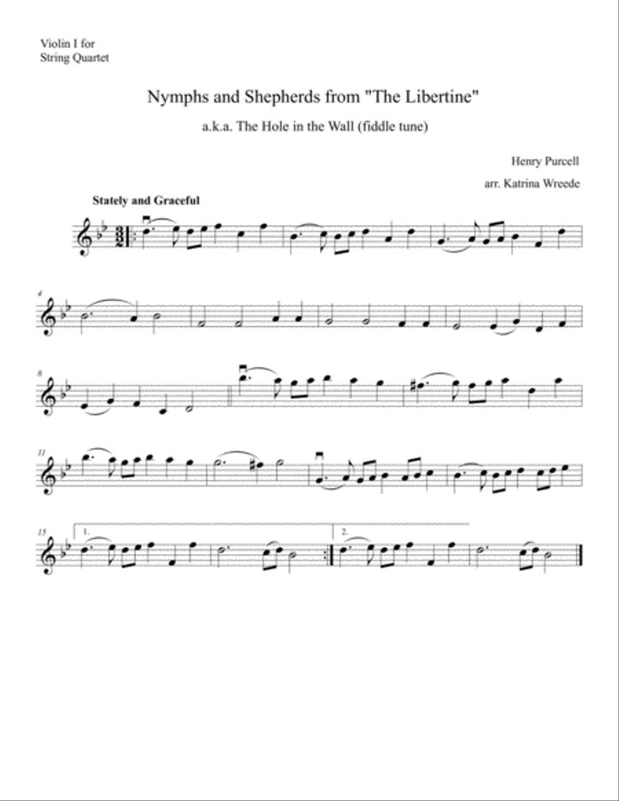 Nymphs and Shepherds by Purcell for String Quartet String Quartet scores gallery preview page 3