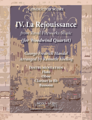 Book cover for La Rejouissance from Royal Fireworks Music (for Woodwind Quartet)