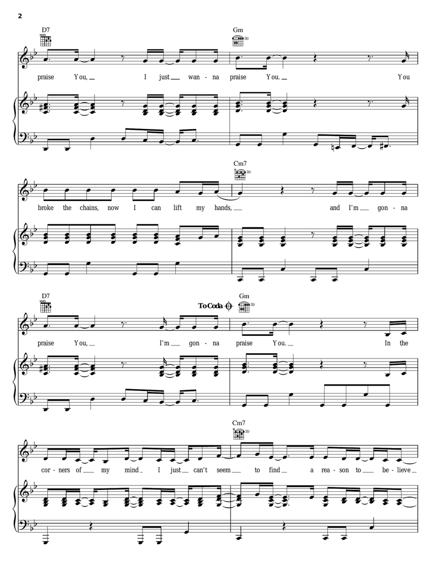 Shackles (Praise You) Piano, Vocal, Guitar scores gallery preview page 2