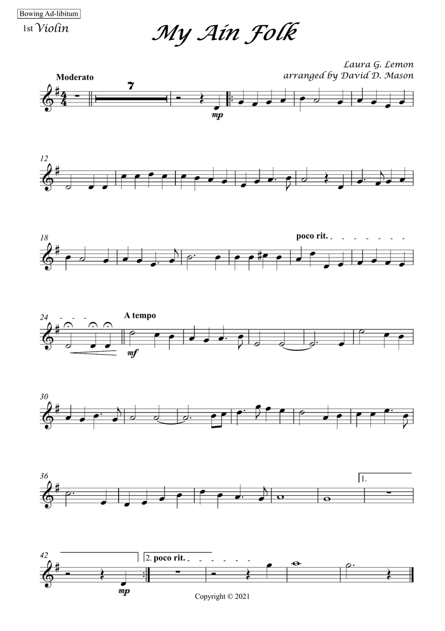 My Ain Folk (Two Violins, Cello and Piano) Violin scores gallery preview page 5