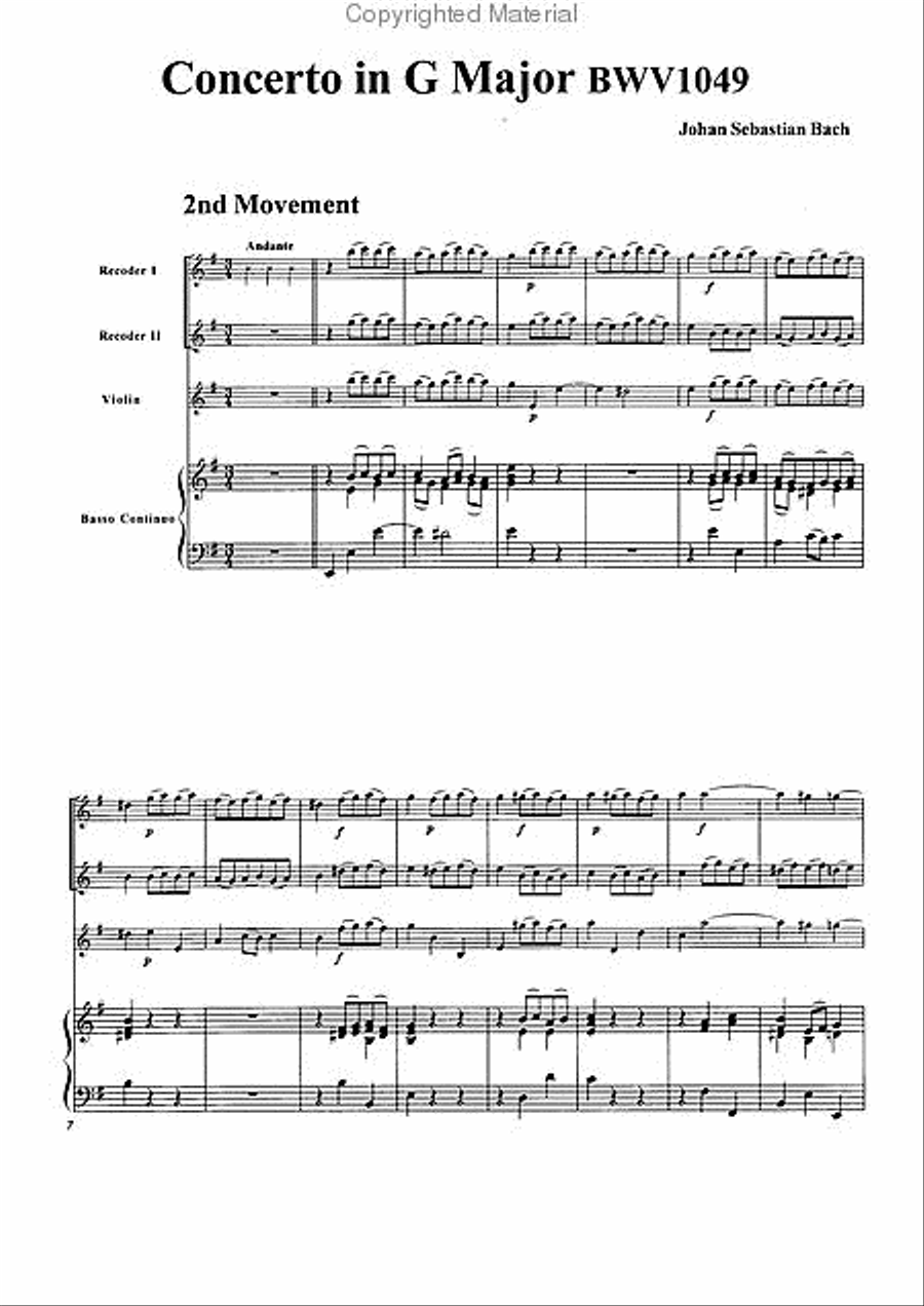 Brandenburg Concerto No. 4 (2nd and 3rd Movement) Alto Recorder scores gallery preview page 3