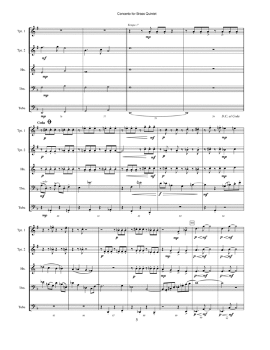 Concerto for Brass Quintet Brass Quintet scores gallery preview page 5
