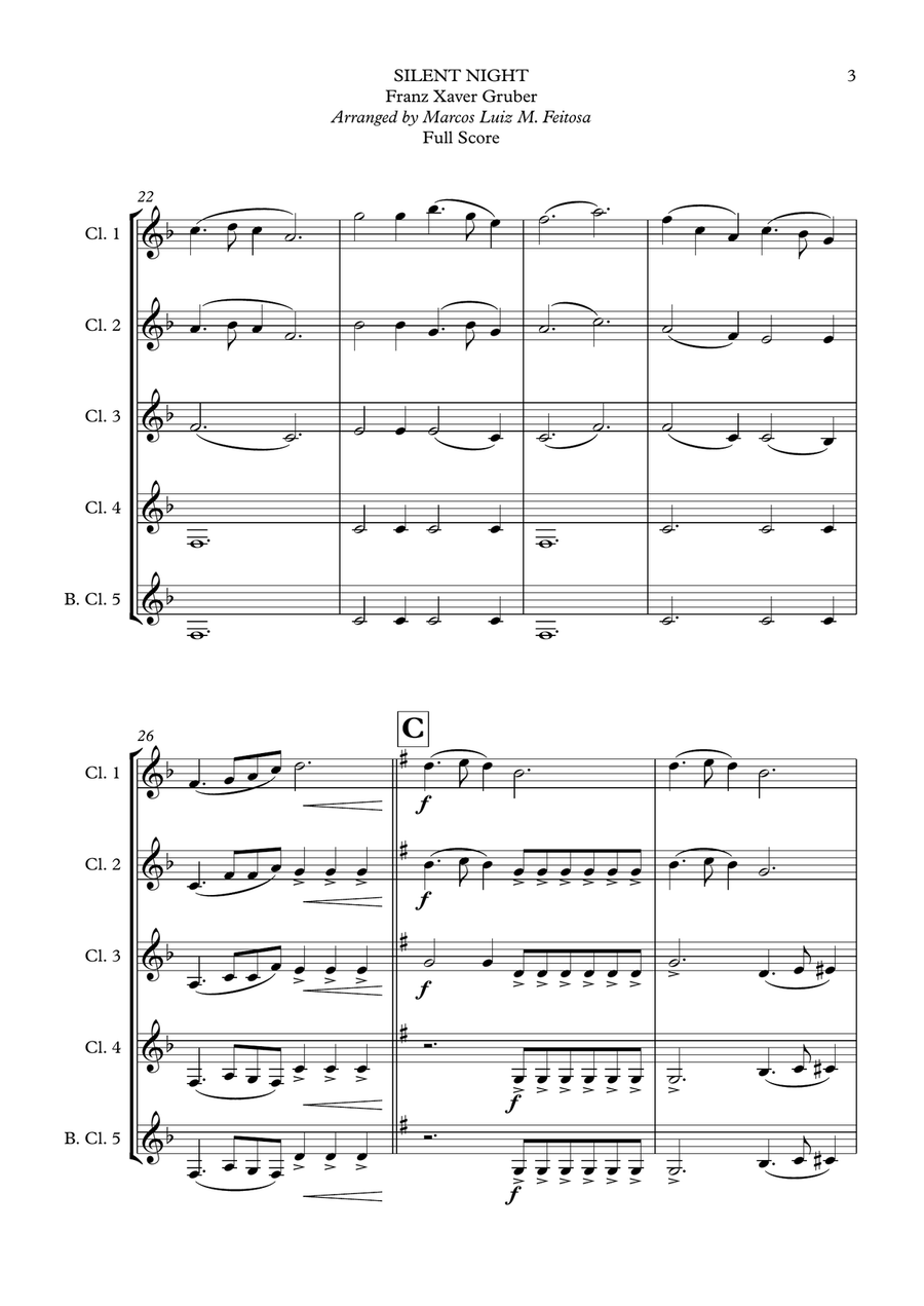 Silent Night - Clarinet Quintet Clarinet Quintet scores gallery preview page 5