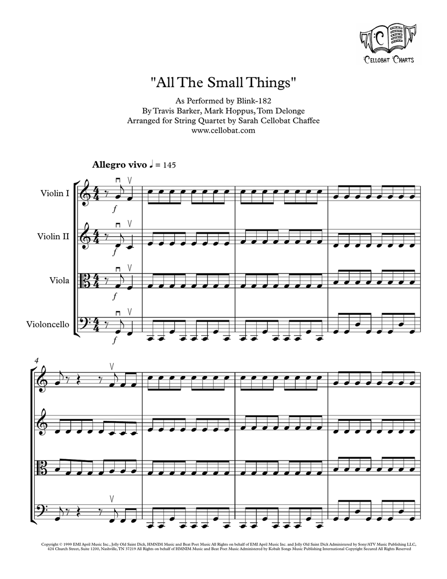All The Small Things String Quartet scores gallery preview page 1