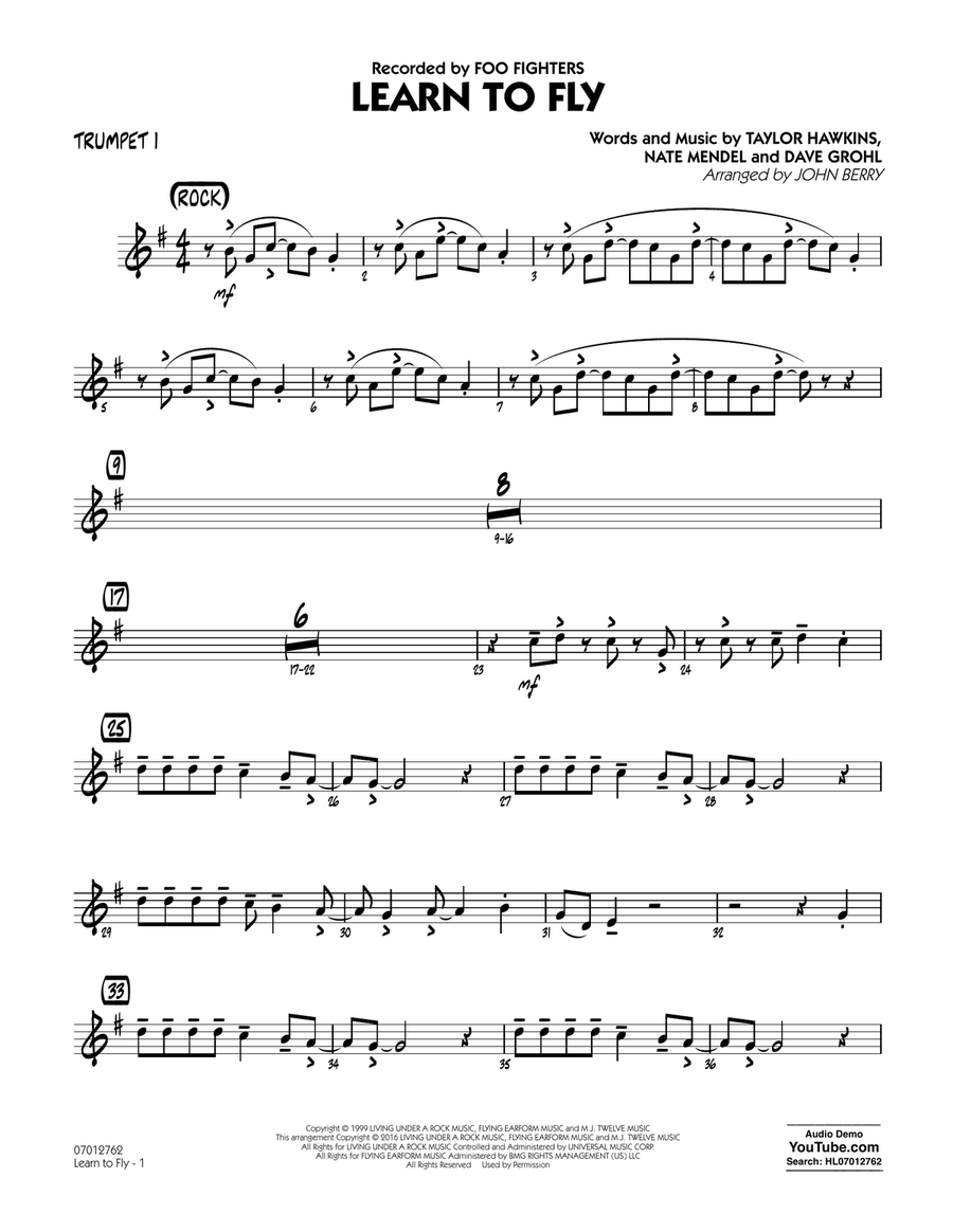 Learn to Fly - Trumpet 1 Learn to Fly - Trumpet 1 Jazz Ensemble scores gallery preview page 1