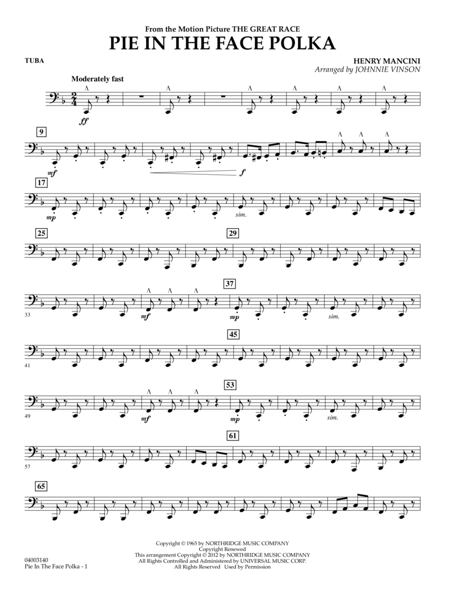 Pie In The Face Polka - Tuba Concert Band scores gallery preview page 1