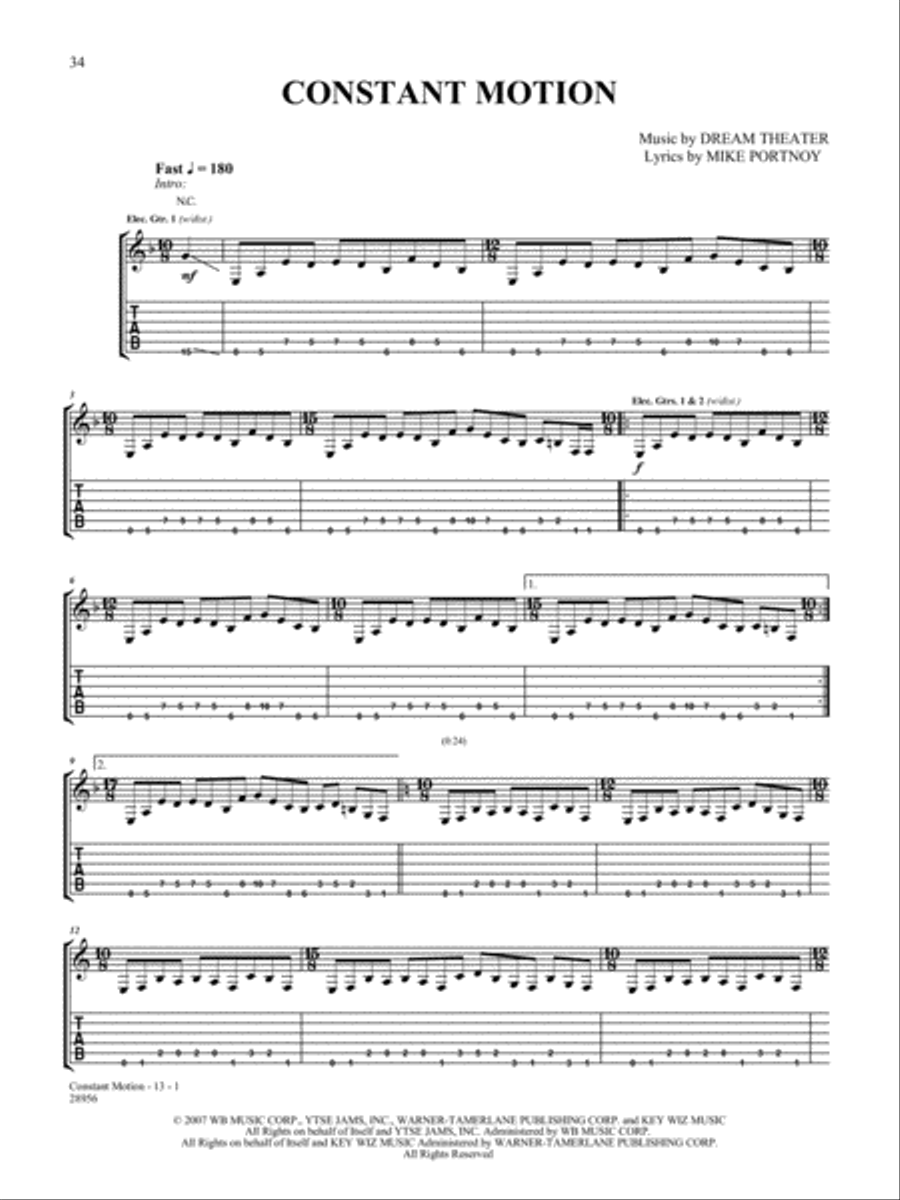 Constant Motion Guitar Tablature scores gallery preview page 1
