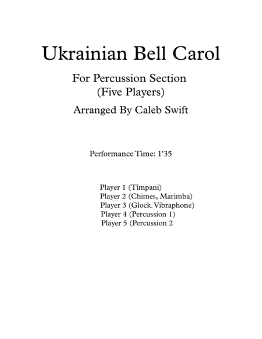 Pops Standards Holiday Concert Series: Ukrainian Bell Carol (For Percussion Ensemble) Percussion Ensemble scores gallery preview page 2