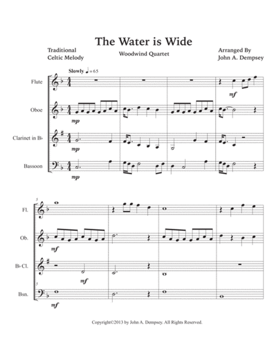 The Water is Wide (Woodwind Quartet): Flute, Oboe, Clarinet and Bassoon image number null