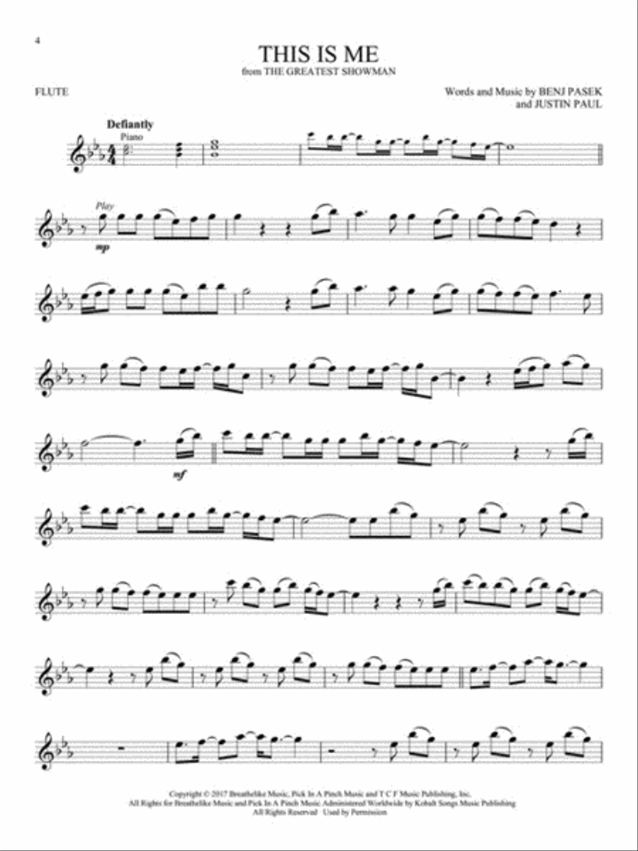 Songs from A Star Is Born, La La Land, The Greatest Showman, and More Movie Musicals Flute Solo scores gallery preview page 3