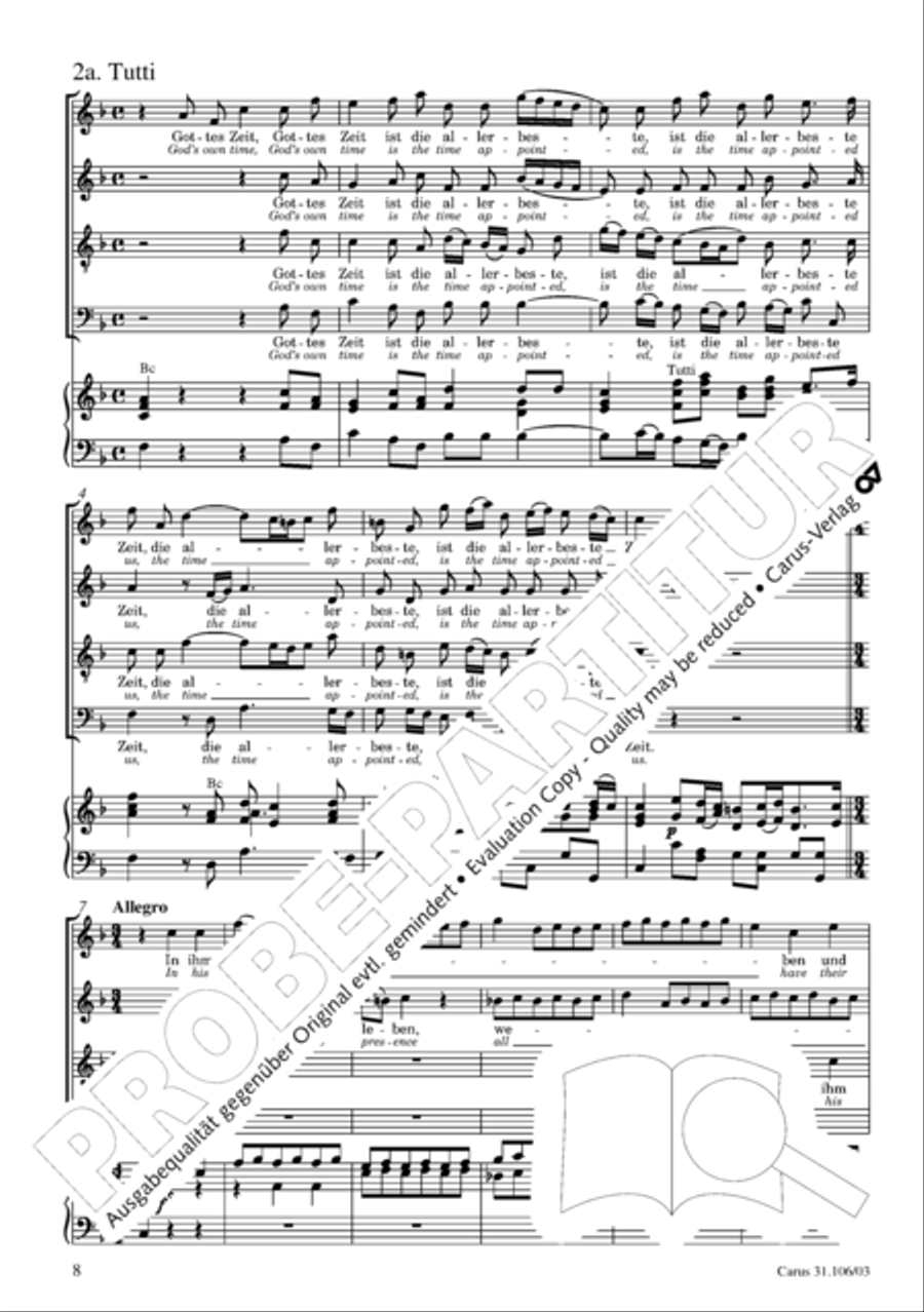 God's own time is the time appointed (Gottes Zeit ist die allerbeste Zeit) 4-Part scores gallery preview page 8