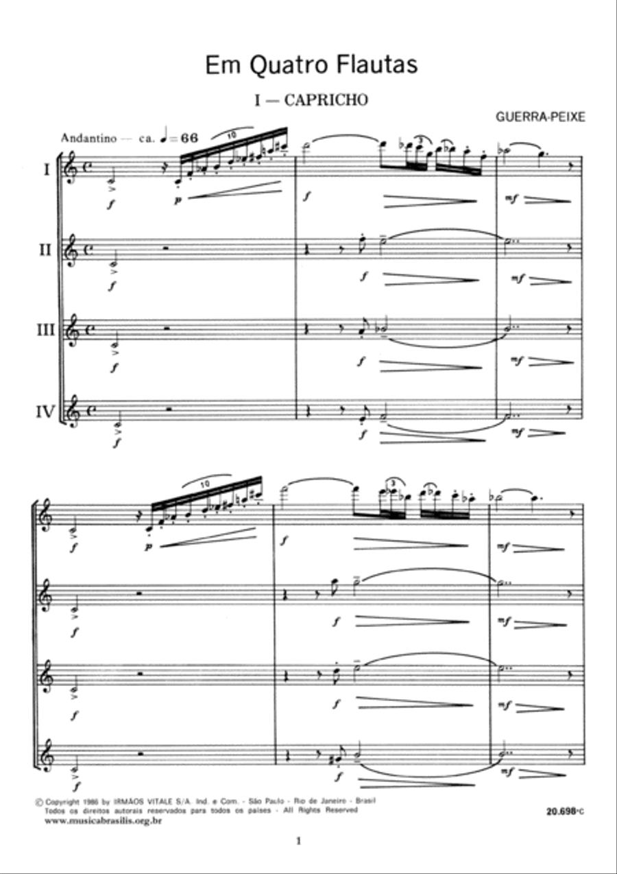 Em quatro flautas Woodwind Quartet scores gallery preview page 3