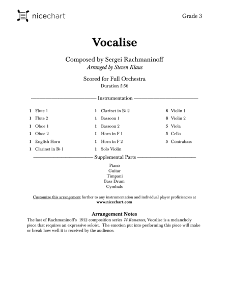 Vocalise (Score & Parts) image number null