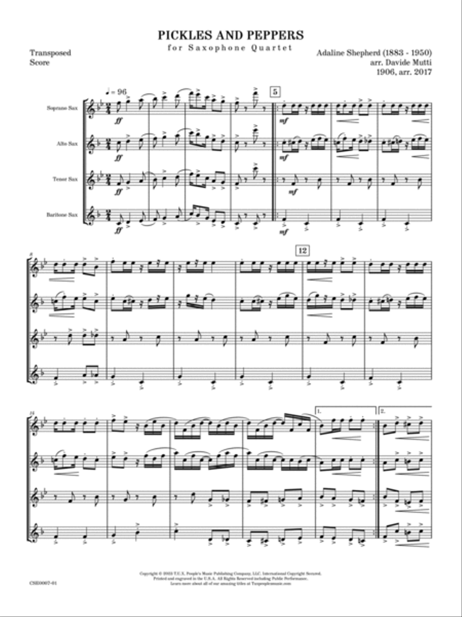 Pickles and Peppers Saxophone Quartet scores gallery preview page 4